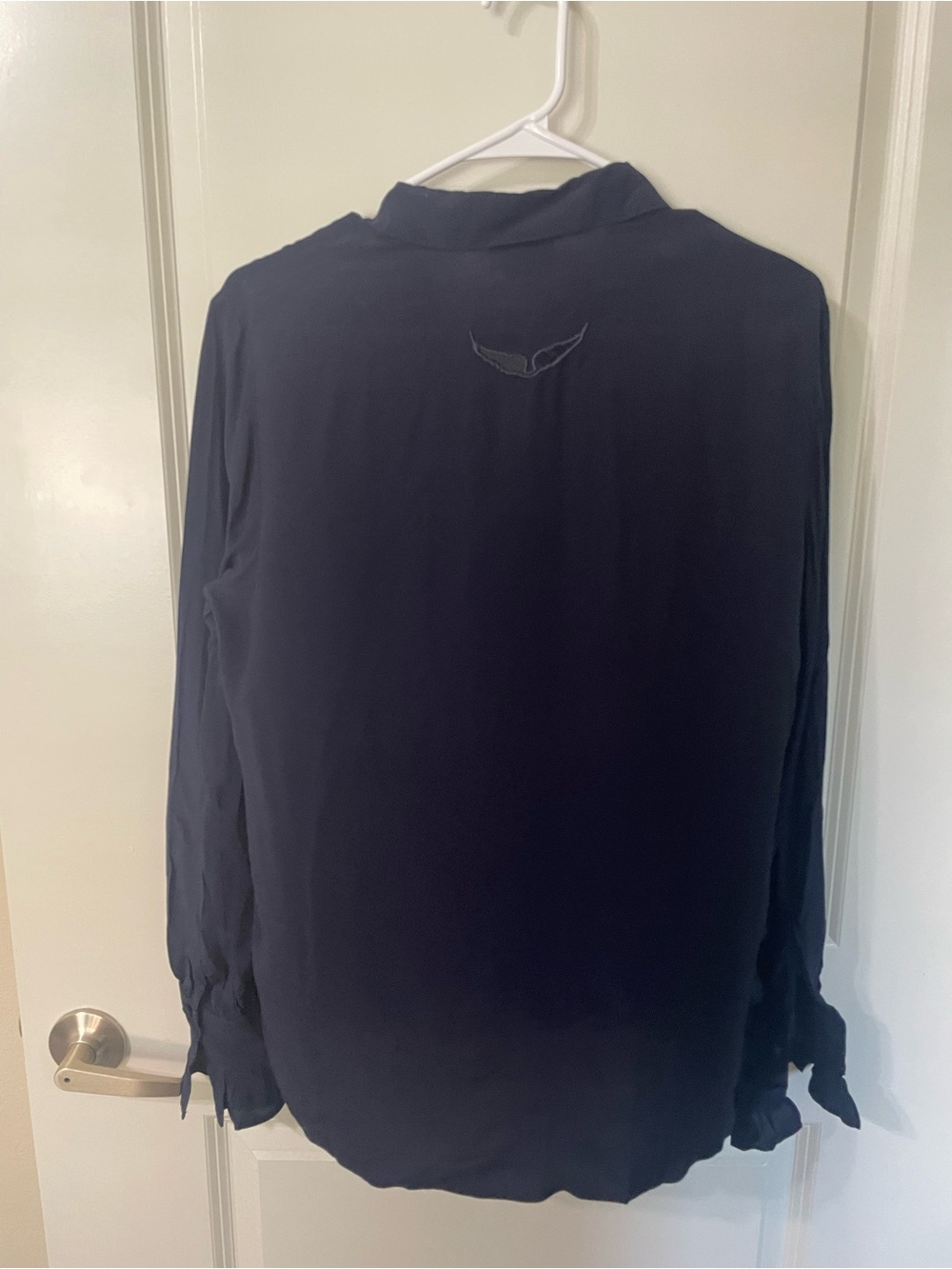Zadig & Voltaire Thely Soft Navy Silk-Feel Blouse | NWT | Medium - Picture 4 of 12